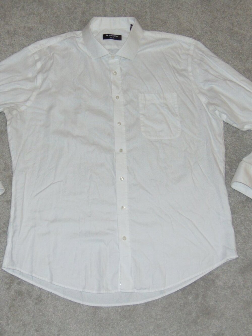 Nordstrom Men Long Sleeve Dress Shirt 17 1/2-34-35 White Trim Fit